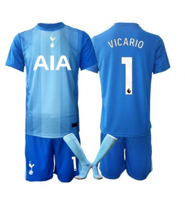 Tottenham Hotspur Guglielmo Vicario #1 Portero Segunda Equipación Niños 2025-26 Manga Corta (+ Pantalones cortos)
